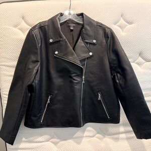 Ann Taylor Black Vegan Leather Moto Jacket NWOT